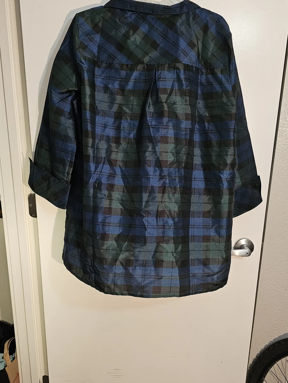 Tuckernuck Plaid Iridescent Metallic Popover Tunic Blouse Size XL